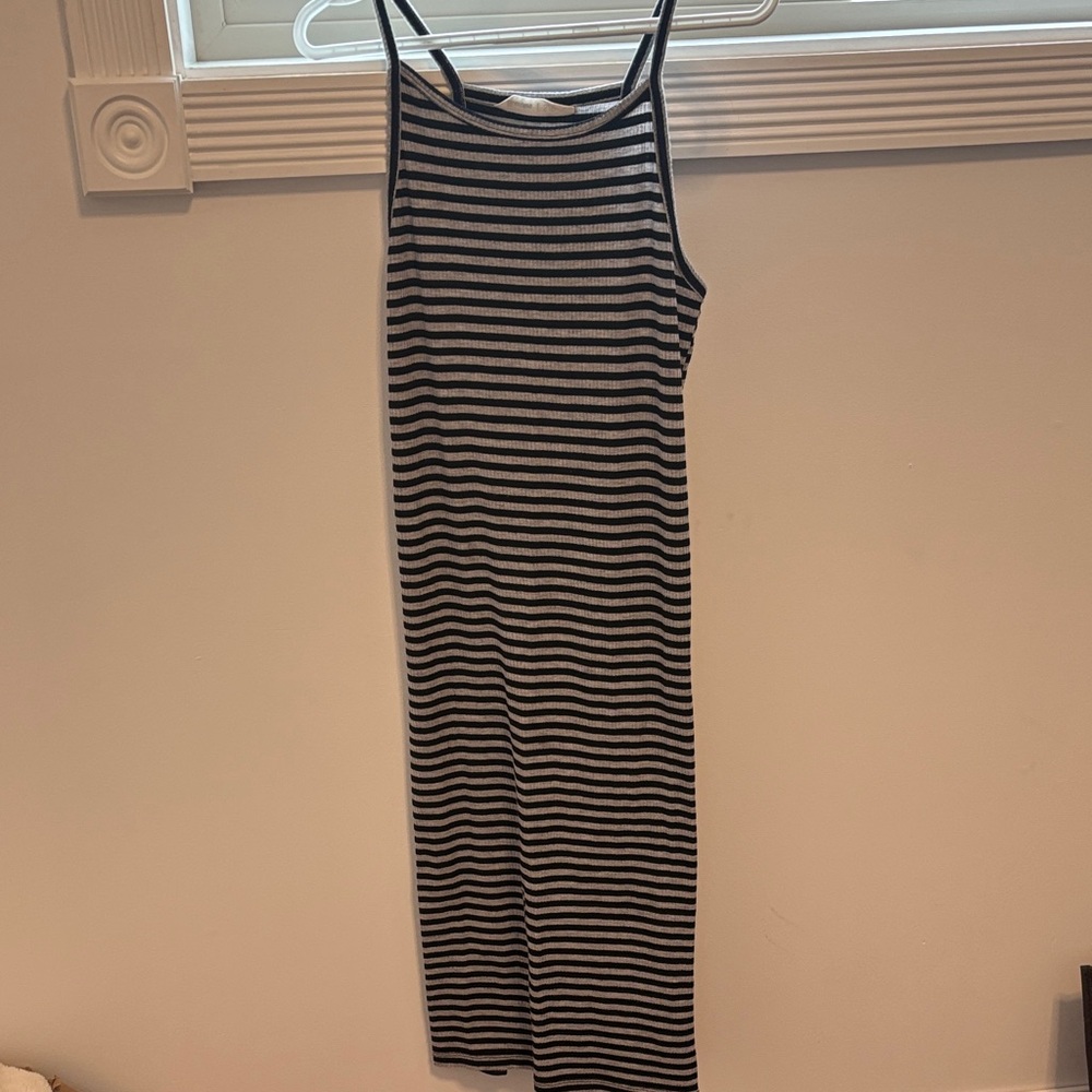 Bluenotes Black and White Striped Midi Tank Dress